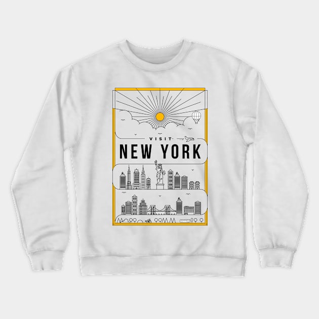 New York Minimal Lineal Poster Crewneck Sweatshirt by kursatunsal